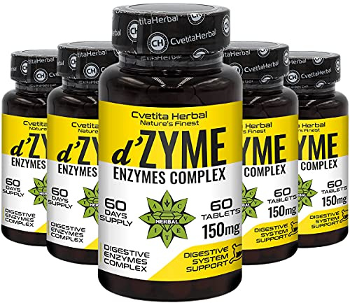 d'Zyme | Enzymes Complex 60 Tablets x 150 mg (2 Months Supply) | Multienzyme Complex (Amylase, Neutral Protease, Cellulase, Lactase, Lipase) | Natures Aid Digestive Enzyme by Cvetita Herbal (5)