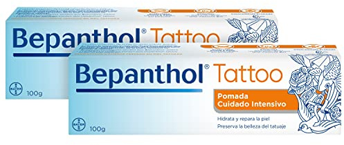 BEPANTHOL Crema para Tatuajes con Pantenol - Hidrata - Repara la Piel Post Tattoo y Preserva la Belleza del Tatuaje - 2x100 g - Sin Conservantes y Sin Perfume