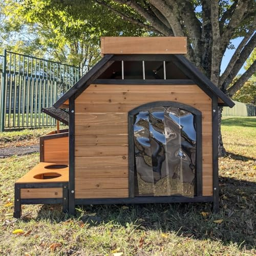 Animal Valley - Hundehütte Beauceron mit Pflanzendach – Holz und Shingle – L 115 x B 105 x H 105 cm – Größe M – Beige und Schwarz – für mittelgroße Hunde