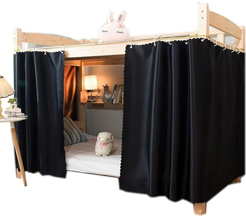Qubanda Dorm Home Solid Thicken Bunk Blackout Bed Curtains Cloth Bed Canopy Students Single Sleeper,1 Panel Black