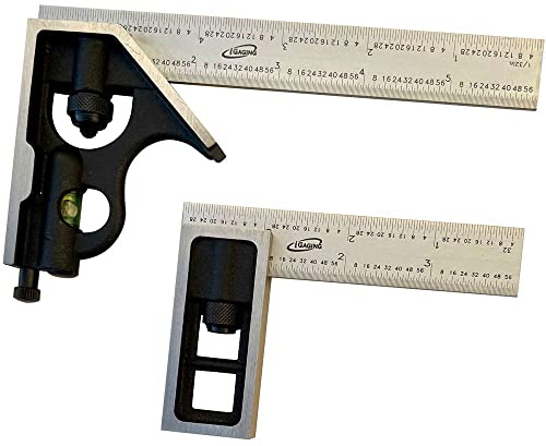 iGaging Square Set 4 Double Square and 6 Combination Square 4R Steel Blade High Precision Woodworking