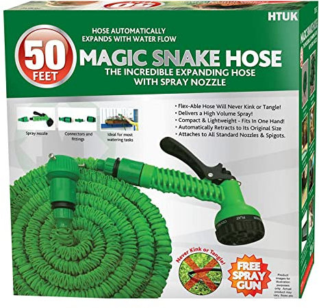 Expandable Garden Hose 50ft/100ft/150ft Garden Hose Pipe Garden Hosepipes Magic Lightweight Watering Hose Pipe Water Spray Expandable Flexible Magic Hose HTUK (50FT - 15M)