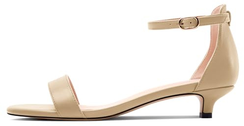 HEUIVZAR Femmes Kitten Talon Heel Ouvert Rond Bout Lanières Cheville Sandales Dress Boucle Bureau Danse Été Chaussures 3 CM Heels