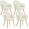 WOLTU Sillas Comedor Estilo Vintage Juego de 4, Silla Cocina, Silla Nordica con Respaldo y Reposabrazos, Tela Pana, Estructura de Madera, Sillas para Tocador, Escritorio, Crema, EZS26cm-4