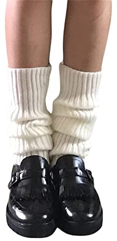 Yassiglia Stulpen Damen Overknees Strümpfe Lang Beinstulpen Y2K Leg Warmers für Mädchen Gestrickte Beinwärmer Warme, Weich, Bequem, Elastisch (Weiß, One Size)