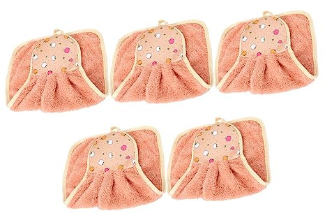 KONTONTY 5-teiliges Korallenvlies-Handtuch Kinder Und Erwachsene-Handtuch Halstuch Hängendes Reinigungstuch Hellbraun Wasseraufnahme Fusselfrei