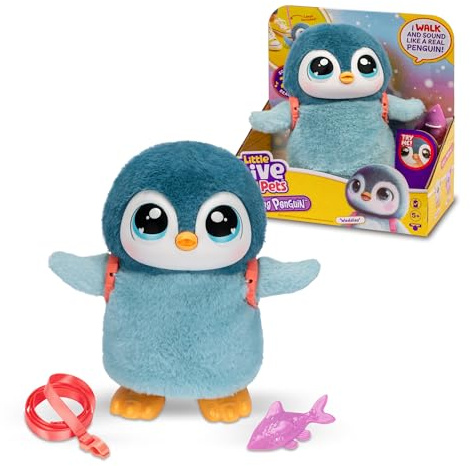 Little Live Pets - My Pet Penguin, Waddles el Pingüino Mascota de Juguete, 25 Sonidos y Reacciones, Muñeco de Felpa Interactivo, Mueve Sus Alitas y Canta después de Comer, +4 años, Famosa (LP600000)