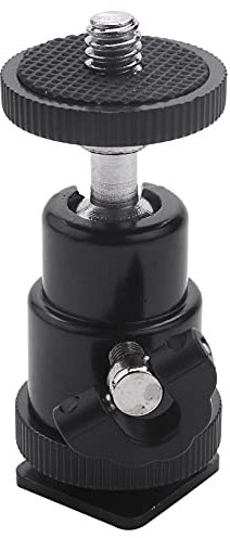 Ronlok Mini cabezal de bola [2 unidades] con adaptador de de zapato caliente 360 grados 1/4 cabezas de bola pequeñas ligero giratorio micro rótula para cámara DSLR, videocámara, flash, soporte