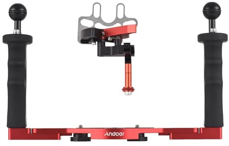 Andoer Kit de plongée pour appareil photo avec deux poignées, stabilisateur de tablette sous-marin, support de boîtier de plongée réglable, remplacement pour GoPro, Canon, Sony, Nikon, appareil photo