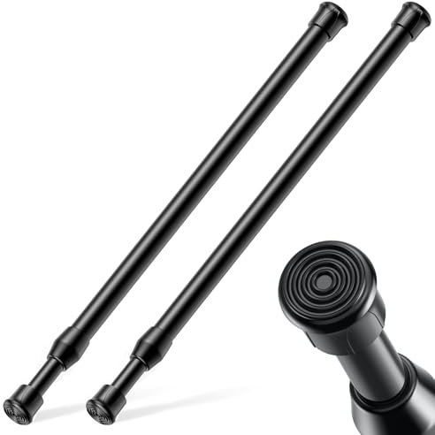 2Pack Black Shower Curtain Rail Curtain Poles 30-50cm Shower Rod Tension Rods for Curtains Extendable Curtain Pole Shower Curtain Rod Telescopic Curtain Pole No Drilling for Windows