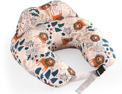 Nursing Pillow, Multifunctional Breastfeeding Pillow with Adjustable Waist Belt, Nursing Pillow with Safety Fence, U-Shaped Multifunctional Pregnancy Pillow, Baby Sitting Support (Cartoon Lion)