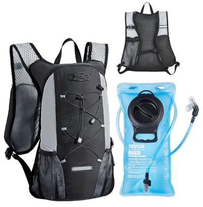 VEVOR Zaino Idrico 460 x 320 x 125 mm Zaino Coibentato da 8 L con Sacca d'Acqua in TPU da 2 L Zaino da Corsa, Zaini da Trekking per Viaggio in Bicicletta, Zaino Idrorepellente per Uomini Donne, Nero