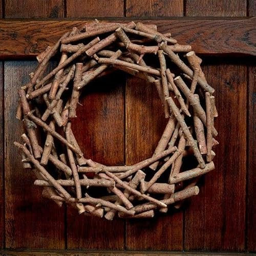 Garden Mile Christmas Twig Wreath for Front Door – 30cm Rustic Artificial Willow Wreath, Fall Harvest Door Decoration, Indoor Outdoor Decorative Home Decor, Twig Ring Base for Festive Display