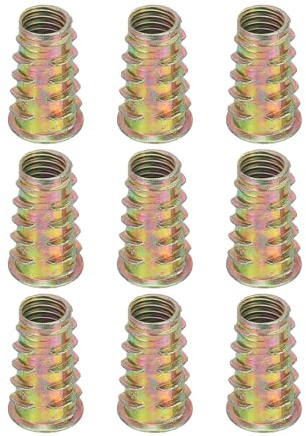 sourcing map 9 Pcs Threaded Inserts for Wood, Zinc Alloy M8 Thread Inserts Nuts Hex Socket Drive Screw 21mm Length for Furniture, Cabinet, Tables and Chairs