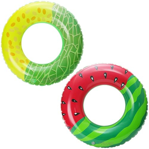 AWAVM Watermelon Inflatable Swimming Ring, 2PCS Swimming Hoop For Summer Pool Beach Party, Rubber Swimming Ring, Cute Inflatable Pool Floating