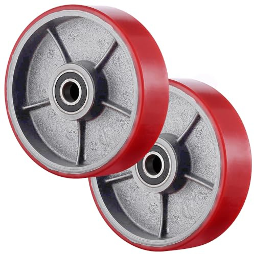 2 Stück Hubwagenrollen Polyurethan 200 x 50 mm, Achse 20 mm inkl. Kugellager Rollen für Hubwagen Ersatzrollen, Max. Belastung 3000 KG