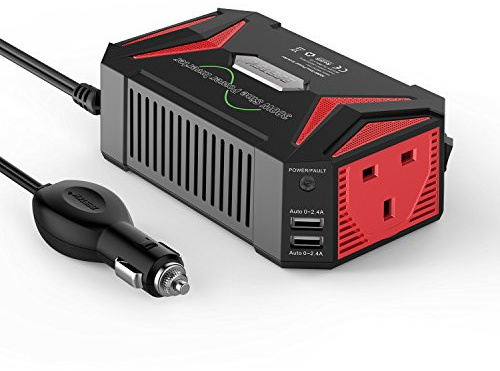 BESTEK 300W Pure Sine Wave Power Inverter 12V to 240V 230V with 4.8A Dual Smart USB Ports Car Adapter Charge Your Laptop iPad iPhone Tablet Consoles & More