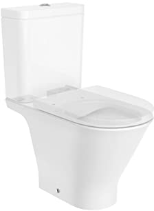 Roca,The Gap,ROUND - Taza Rimless con salida dual para inodoro de tanque bajo,Blanco,370mm x 655mm x 790mm,A3420N8000