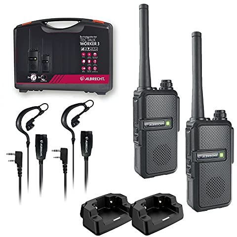 Albrecht Tectalk Worker 3, 2er Kofferset, 29825, PMR446-Funkgeräte, robuste Walkie-Talkies für Baustelle, Security, Betrieb, Outdoor, inkl. Zubehör
