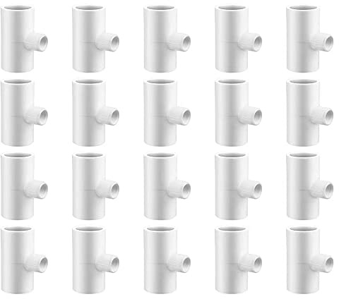 LONGHAO 20 pcs,Tubo En T De Pollo,Conectores En T De Pvc,Accesorios Para Gallinero,Accesorios En T De Pvc Para Bebederos De Pollos,Para TuberíAs De PláStico CéDula 40 De 1/2 Con Roscas Ftp