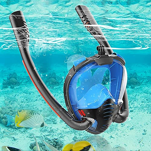 Maschera da snorkeling integrale a doppio tubo Dry Top Maschera da immersione panoramica 180° Anti-Fog UK (L/XL)