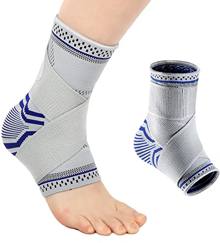 MILAIUN Sprunggelenkbandage,1 Paar Knöchelbandage mit Klettverschluss für Damen Herren, Fußbandage Knöchelstütze für Sport Schützen, Arthritis, Plantar Fasciitis(S, Blau)