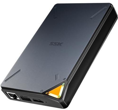 SSK 2TB Portable External SSD with Wi-Fi Hotspot, Personal Cloud Smart Storage Supports Auto-Backup, Phone/Tablet PC/Laptop Wireless Remote Access