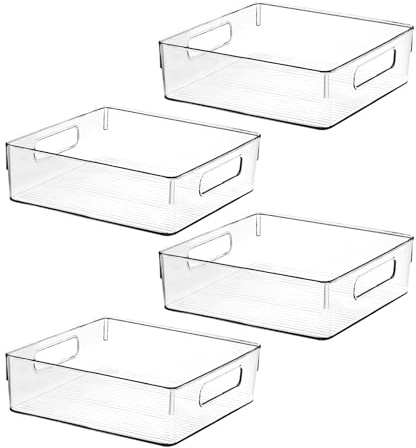 Clear Plastic Storage Bins, Pantry Organizers and Storage, Kitchen Organization and Storage Containers Bins for Organizing, Fridge, Freezer, Bathroom, Pantries, Medicine Cabinet Organizer Bin