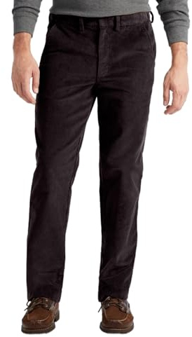 Pantalons de bureau pour hommes en velours côtelé léger en coton, pantalons en velours dans 3 longueurs de jambe, pantalons de travail décontractés élégants avec poches, tailles 30 à 50, marron, 46W