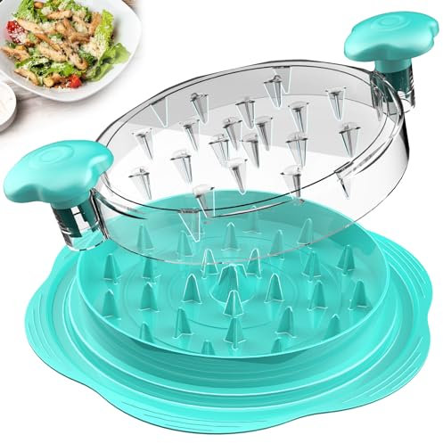 Chicken Shredder Large Chicken Breast Shredder Tool Twist with Brush and Fork, Visible Meat Shredder Machine, Anti-Slip Strip, Ergonomic Handle, BPA Free, Pork Beef Chicken(Mint Green)