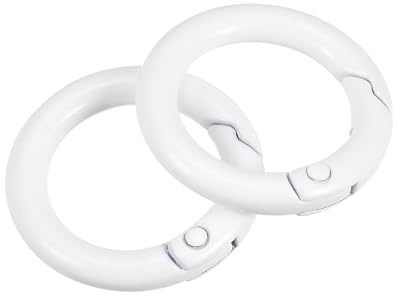 METALLIXITY O-Ring Molla del Grilletto (25mm/ 0,98) 4pz, Moschettoni Ganci a Scatto Rotondi - per Appendere Artigianato o Decorazioni, Bianco