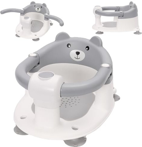 Baby Bath Seat Baby Shower Chair with Non-Slip Suction Cup Portable Babies Bathtub Seat Support for Sit Up Bathing Suitable for 6-24 Months Infant Child Toddlers(Gray)