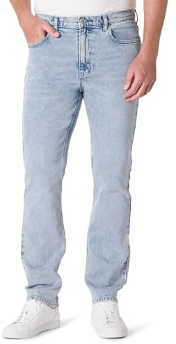 Amazon Essentials Vaqueros Rectos Ajustados de Poca Elasticidad Hombre, Lavado Claro Hielo, 32W / 34L
