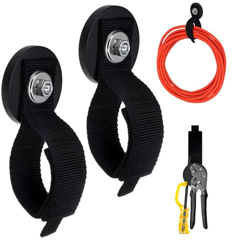 M METERXITY 2-Pack Magnetic Rope Holder, 2.6 Dia Garage Workshop Rope Accessories, Extension Cord Holder, Tool Organization Cord Strap for Hanging/Cables/Magnet Storage Hooks