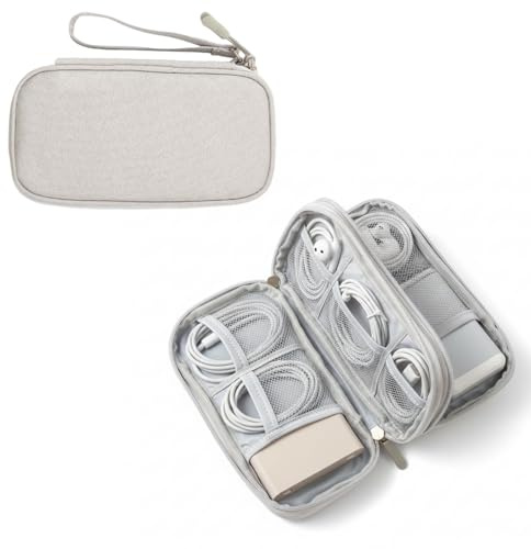 XDGBGFN Kabeltasche Organizer Tragbar Tech Pouch Wasserdicht Kabeltasche Klein Mehrere Fächer Reise Zubehör für Reisen, Lagerung (Weiß)
