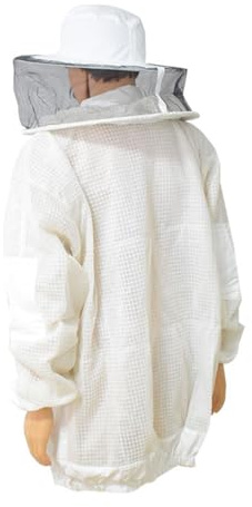 Traje de Abejas Traje de apicultura 3 capas, ropa protectora transpirable, chaqueta apicultor con velo seguridad extraíble, sombrero y trajes(XXL)