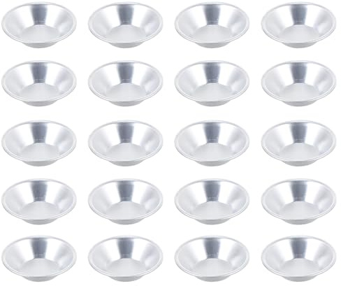SHOWERORO 20Pcs Aluminum Alloy Egg Tart Molds Cake Baking Tartlet Baking Tools Small Coconut Shape Pudding and Cupcake Moulds for
