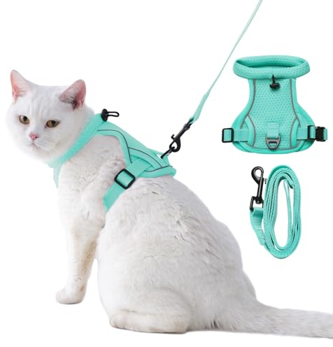 Dotoner Arnes para Gatos Antiescape con Correa 140cm, Chaleco Suave Reflectante para Caminar, Arnés Gato Ajustable de Malla Transpirable