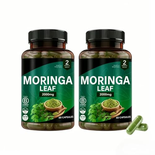 Foglia di Moringa, per supporto immunitario, energetico e cutaneo, 60 conteggi,2pcs