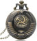 CokinkiDs Herren Taschenuhr, Kommunismus Star Design Bronze dezentes Quarz Poket Uhr mit Kette, Geschenk für Herren