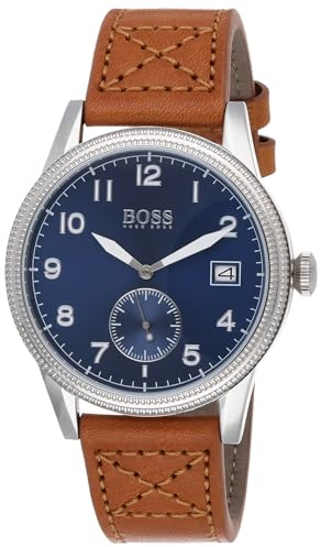 BOSS Analog Quarzuhr für Herren mit Beiges Lederarmband - 1513668