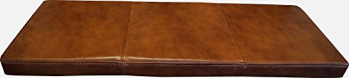 Quattro Meble Braun Antique Tabac Echtleder Bankauflage Sitzkissen Lederkissen Sitzpolster Bank Auflage doppelt genähtes Echt Leder Kissen Sitzauflage (35 x 140 cm)