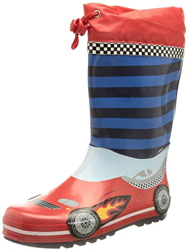 Playshoes Unisex Kinder Gummistiefel Zugband Regenstiefel, Rennwagen, 28 EU