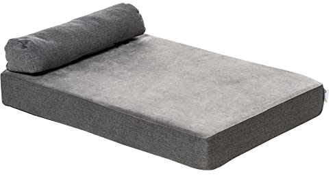 PawHut Haustierbett Tierbett Hundematratze Hundematte Bezug abnehmbar waschbar für kleine Hunde Katzen leinenartiges Polyester samtartiges Polyester PP-Baumwolle Grau75 x 55 x 20 cm