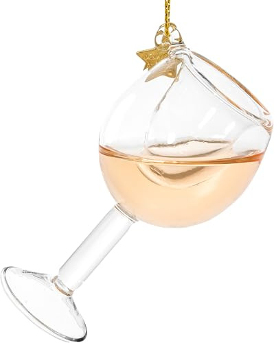 SIKORA Rosé Weinglas besondere Weihnachtskugel Glas Christbaumschmuck Deko Figur Weihnachten Anhänger Ornament - Trend Line - BS553
