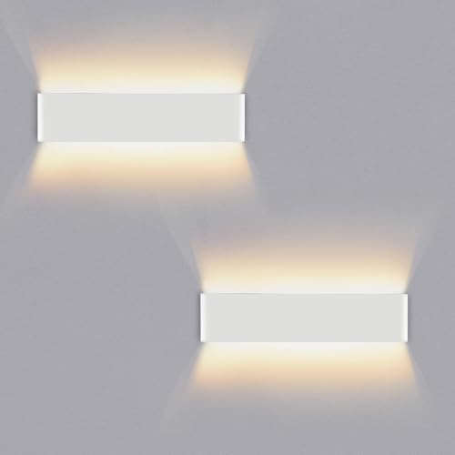 Lureshine 2-pack inomhusvägglampa upp och ner 16 W, 40 cm, aluminiumdekorera/modern varmvit vägglampa 3 000 k LED-vägglampa, lämplig för sovrum, hall | trappa (vit)