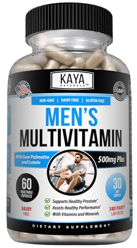 Kaya Naturals Multivitamin for Men - Men's Prostate Multivitamin - Multi Mineral Daily Supplement - Pills for Men - Supports Healthy Prostate - Vitaminas para Hombres - 60 Veggie Capsules