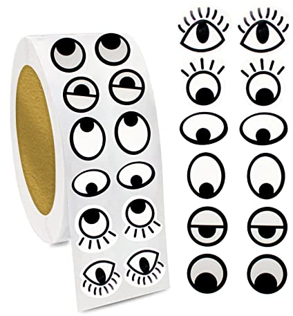 BLMHTWO 2000 Stück Augen Aufkleber, Selbstklebende Eye Aufkleber 6 Verschiedene Formen Von Schwarzen und WeißEn Cartoon-Augen-Aufklebern für DIY Scrapbooking Basteln (schwarz)