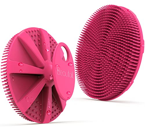 BEAUTAIL Silicone Body Scrubber, Gentle Exfoliating Shower Brush for Body | Hygienic Silicone Loofah, Easy-Grip Handle, Soft Bath Essential for Sensitive Skin, Women, Men & Kids, 1 Pack, Rose