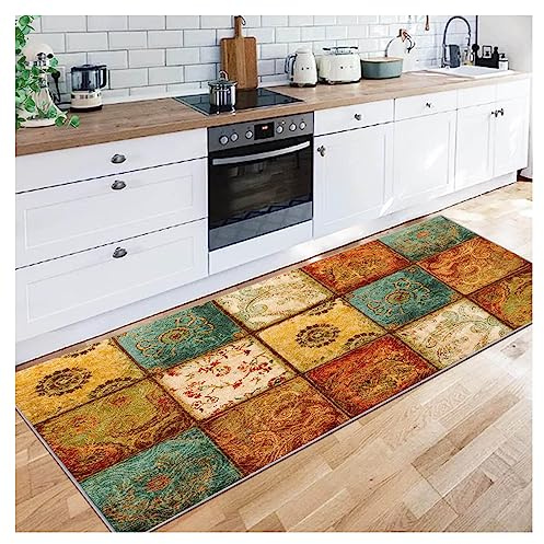 Siunwdiy Moroccan Style Bunt Lang Küchenteppich 40X180CM Teppich Läufer Flur Küche Waschbar rutschfest,Flurteppich Teppich Fur Korridor Wohnzimmer Schlafzimmer Meterware